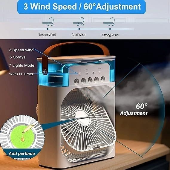 Portable 5-Spray Air Cooler Fan Mini USB Air Cooler