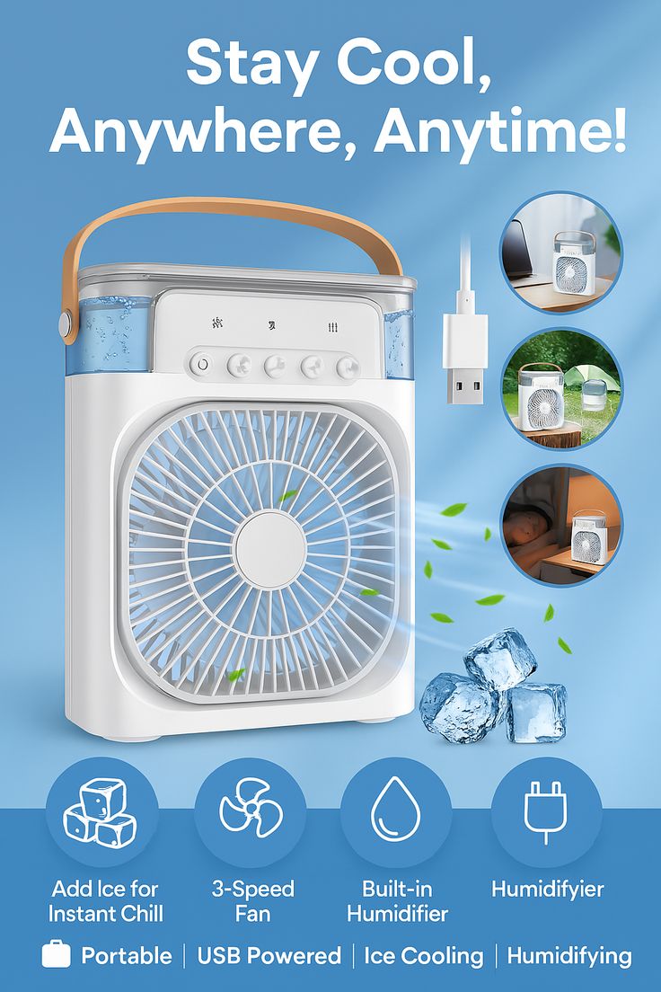 Portable 5-Spray Air Cooler Fan Mini USB Air Cooler